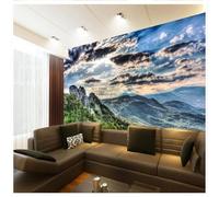 Fresco E Bello Cielo Blu Scuro Nuvole Foresta Montagna 3D Carta Da Parati Seta Testurizzata Alta Qualità Soggiorno Divano Camera Letto Pranzo Casa Muro-350cm×256cm
