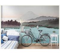Fresco Elegante Alte Montagne Fiumi Vele Boschi 3D Carta da Parati Tessuto in Seta Ufficio Sala Pranzo Divano Camera Soggiorno TV Sfondo Muro-250cm×170cm