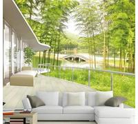 Fresco Elegante Ruscello Boschetto Di Bambù Paesaggio Tridimensionale Moderna Carta Da Parati 3D Seta Pregiata Testurizzata Ideale Per La Camera Letto Del Soggiorno-250cm×170cm