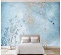 Fresco Estetico Blu Effetto Marmo Farfalla Moderna Carta Da Parati 3D Seta Pregiata Testurizzata Ideale Per La Camera Letto Del Soggiorno-150cm×105cm