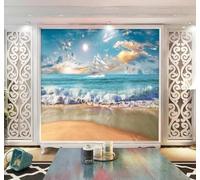 Fresco Estetico Panorama Marino Surf Barca A Vela Alba Moderna Carta Da Parati 3D Seta Pregiata Testurizzata Ideale Per La Camera Letto Del Soggiorno-250cm×170cm