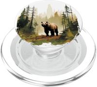 Fresco fauna selvatica con orso nel bosco PopSockets PopGrip per MagSafe