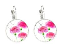 Fresco Garofano Clip Orecchini Cabochon Vetro Fiore Fatti A Mano Immagine Arte Colore Argento Nuovo Moda Amicizia Gioielli Piccoli