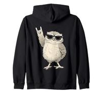 Fresco Gufo con Occhiali da Sole Che Fanno Segno Felpa con Cappuccio