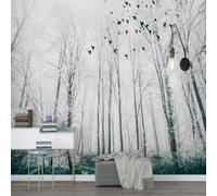 Fresco Inverno Bello Fiocchi Di Neve Foresta Uccelli In Volo 3D Carta da Parati Tessuto in Seta Ufficio Sala Pranzo Divano Camera Soggiorno TV Sfondo Muro-400cm×280cm