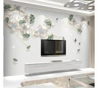 Fresco Noi Ginkgo Biloba Fiori Farfalle 3D Carta da Parati Tessuto in Seta Ufficio Sala Pranzo Divano Camera Soggiorno TV Sfondo Muro-250cm×170cm