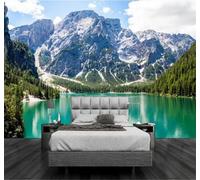 Fresco Raffinato Montagne Innevate Tranquillo Lago Paese Delle Meraviglie 3D Carta da Parati Tessuto in Seta Ufficio Sala Pranzo Divano Camera Soggiorno TV Sfondo Muro-300cm×210cm