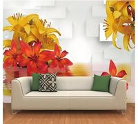 Fresco Raffinato Tridimensionale Geometrico Fiori Riflessi Moderna Carta Da Parati 3D Seta Pregiata Testurizzata Ideale Per La Camera Letto Del Soggiorno-350cm×256cm