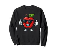 Fresco Red Cartoon Apple con occhiali da sole Felpa