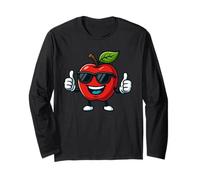 Fresco Red Cartoon Apple con occhiali da sole Maglia a Manica