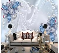 Fresco Seta Blu Giglio Gioielli Moderna Carta Da Parati 3D Seta Pregiata Testurizzata Ideale Per La Camera Letto Del Soggiorno-200cm×140cm