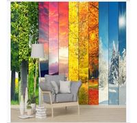 Fresco Sole Stagioni Foresta Pluviale Paesaggio Puzzle 3D Carta da Parati Premium Aspetto Della Seta Studio Soggiorno Camera Letto Parete Divano Muro-250cm×170cm