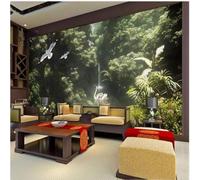 Fresco Tropicale Foresta Lago Uccelli In Volo Cigni 3D Carta da Parati Premium Aspetto Della Seta Studio Soggiorno Camera Letto Parete Divano Muro-430cm×300cm