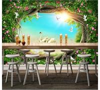 Fresco Vegetale Rampicante Cigno Paese Delle Meraviglie Carta Da Parati 3D Seta lusso Studio Sala Pranzo Divano Camera Per Mobili Letto Soggiorno Tv Muro-150cm×105cm