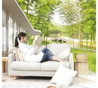 Fresco Verde Boschetto Di Bambù Architettura Fiume Carta Da Parati 3D Seta lusso Studio Sala Pranzo Divano Camera Per Mobili Letto Soggiorno Tv Muro-350cm×256cm