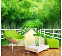 Fresco Verde Boschetto Di Bambù Sentiero Estensione Spaziale 3D Carta da Parati Premium Aspetto Della Seta Studio Soggiorno Camera Letto Parete Divano Muro-400cm×280cm