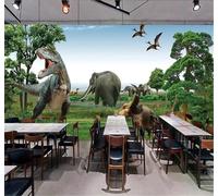 Fresco Verde Giungla Dinosauro Cielo Moderna Carta Da Parati 3D Seta Pregiata Testurizzata Ideale Per La Camera Letto Del Soggiorno-350cm×256cm