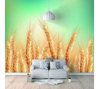 Fresco Verde Tridimensionale Dorato Spighe Di Grano Moderna Carta Da Parati 3D Seta Pregiata Testurizzata Ideale Per La Camera Letto Del Soggiorno-250cm×170cm