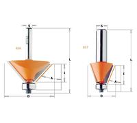 Frese CMT per smussare,con cuscinetto guida COD. 736 - 836 - 936 - 857 - 957