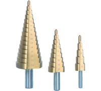 Ribimex set 3 punte frese a scalini HSS per legno acciaio plastica