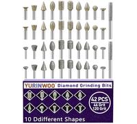 Frese diamantate 42 pezzi, 46 & 120 grani punta rettifica diamantata per Dremel, Accessori Rotary Tool con asta da 3 mm Per Vetro, Pietre Preziose, Pe Giada, Lucidatura Dettagli, Incisione