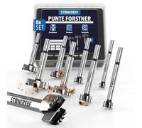 Frese per legno 8 pezzi punte Forstner 12-40 mm trapano cerniere tazza | Otto misure da 12 a 40 mm in valigetta: cerniere a tazza, tasselli, passacavi e fori a fondo piatto