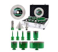 Frese per Piastrelle - KURSTOL Punte Diamantate Gres Porcellanato 13 Pezzi | 6/8/10/25/35/50/68/110mm+20mm Fres 50mm Punte Smusso+125mm Disco+Adattatore per Porcellana Piastrelle Ceramica Marmo Granito