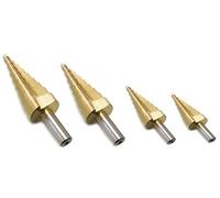 Frese/Punte coniche allargafori scalino/gradino set 4 pezzi 12 - 32 mm - Mod. A