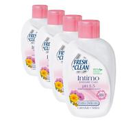 Fresh & Clean - Detergente Intimo pH 5.5 con estratti di Calendula e Malva, Azione Emolliente e Lenitiva, 200ml (Confezione da 4)