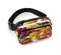Fresh Fruits Marsupio con cinghia regolabile Marsupio alla moda per sport all'aria aperta escursionismo, bianco, 20 x 13 cm, marsupio stampato