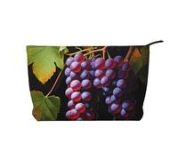 Fresh Grapes - Borsa cosmetica da donna in velluto a coste, portafoglio portatile con cerniera, adatta per viaggi e conservazione quotidiana di cosmetici, nero, taglia unica