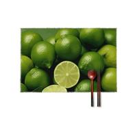 Fresh Green Lime Placemats Set of 6 Heat Resistant Washable Non Slip Dining Table Mats Kitchen Décor