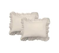 Fresh Ideas Eyelet Ruffled Pillow 2 Pack Sham, Cotone, Ivory, Standard