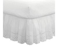 FRESH IDEAS Ideas - Mantovana giroletto arricciata con occhielli, arricciata e dettagli ricamati, lunghezza 35,6 cm, colore: bianco