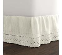 FRESH IDEAS Ruffled Eyelet Bed Skirt Dust Ruffle with Gathered Styling And Embroidered Details, 14" Drop Length Classico 35,6 cm di Lunghezza arricciata Stile, Poliestere, Avorio, Queen