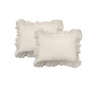 Fresh Ideas Ruffled Poplin Sham 2 Confezione, Cotone, Ivory, Standard