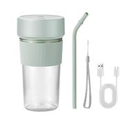 Fresh Juice, mini frullatore portatile veloce, 350 ml, versatile, portatile, mini frullatore personale da viaggio, efficiente design con cannuccia, con 6 lame per viaggi, sport, palestra