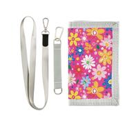 Fresh Little Flowers Peach trifold sottile portafoglio per uomo Trendy uomini portafoglio con cordino, Fiori freschi pesca, 1 size