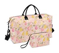 Fresh Peach Pears Rosa Decorativo Pernottamento Viaggio Duffel Bag Tote Bag con Cinghia Regolabile per Viaggi di Lavoro Impermeabile bolso de para Mujer