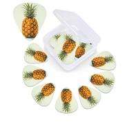 Fresh Pineapple - Confezione da 12 plettri per chitarra con scatola organizer, 0,46 0,71 0,96 mm, include spessore sottile, medio pesante, plettri astratti per chitarra elettrica, ukulele, basso