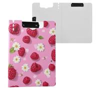 Fresh Raspberries - Cartella portablocco con scomparti orizzontali e verticali, doppia clip con copertina rigida, portablocco per appunti, raccoglitore per coaching e ricerca commerciale