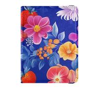 Fresh Salmonberry Fruit Royal Blue Leather decorative Porta passaporto Cover Portafoglio Documenti di Viaggio Organizer Protector Badge ID Vaccino Card Holder Portafoglio Leggero, Frutta fresca