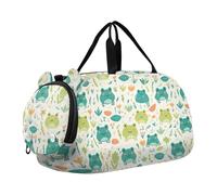 Fresh Spring - Borsone da palestra con rane carine, con scomparto per scarpe, grande capacità, ideale per la notte, per spiaggia, nuoto, piscina, sport, fresco primavera carino rane verde