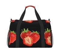 Fresh Strawberry - Borsa a tracolla leggera e impermeabile, di grande capacità, borsa da viaggio per oggetti personali, Nero , Taglia unica