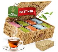 freshboho Contenitore per bustine di tè in giacinto intrecciato [scomparti extra grandi] per bustine di tè | Contenitore per bustine di tè | Contenitore per bustine di tè | variante a scelta