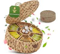 freshboho Contenitore per bustine di tè [scomparti radiali extra grandi] per bustine di tè rotonde, organizer, scatola, contenitore per tè in giacinto, scegli il tuo modello