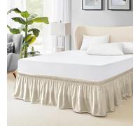 FreshCulture Gonna per Letto Singolo, Gonna per Letto Elasticizzata a Pieghe per Letto Singolo, Gonne per Letto Regolabili, Facile da Indossare con Lunghezza di 55,9 cm, Mantovana Antipolvere di