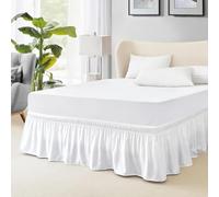 FreshCulture Gonna per Letto Singolo, Gonna per Letto Elasticizzata a Pieghe Singolo, Coprirete per Letto Regolabile, Facile da Indossare con Lunghezza di 55,9 cm, Coprirete di Qualità Alberghiera per