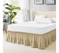 FreshCulture Mantovana giroletto per letto singolo, con elastico avvolgente, mantovane per letto regolabile, facile da montare, con lunghezza di 56 cm, con volant antipolvere di qualità alberghiera