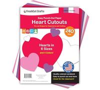 FreshCut Crafts 240 sagome di carta a forma di cuore, 2 lati, realizzate negli Stati Uniti, fustellate, dolci cuori colorati per San Valentino, bacheche, decorazioni per aule e poster, 4 colori dolci